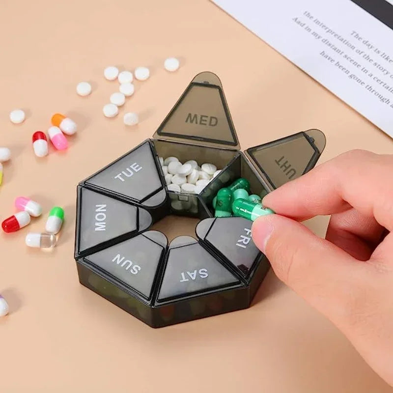 New 7 Days Pill Medicine Box Weekly Tablet Holder Portable Travel Mini Small Pill Box Pills Cases Storage Organizer Container Peaceful Pleasures Health and Wellness