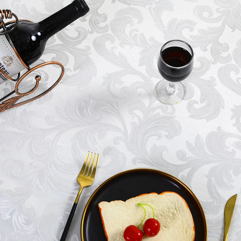 Battilo White Lace Tablecloth | Waterproof Rectangle Table Cover