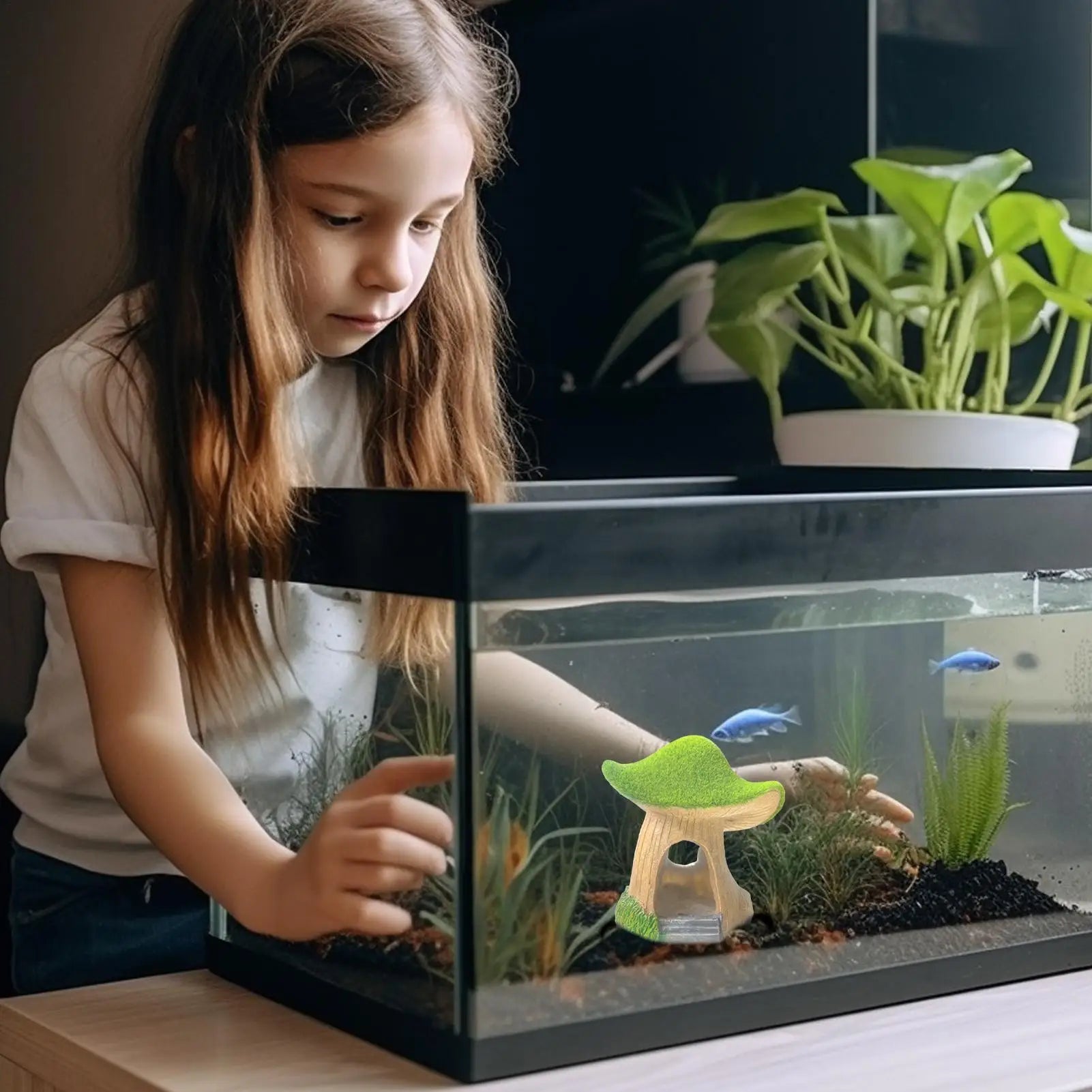 Aquarium Mushroom House Realistic Resin Aquarium Mushroom Shrimp Cave For Living Room Bedroom Study Room Restaurant Apartment Peaceful Pleasures Health and Wellness