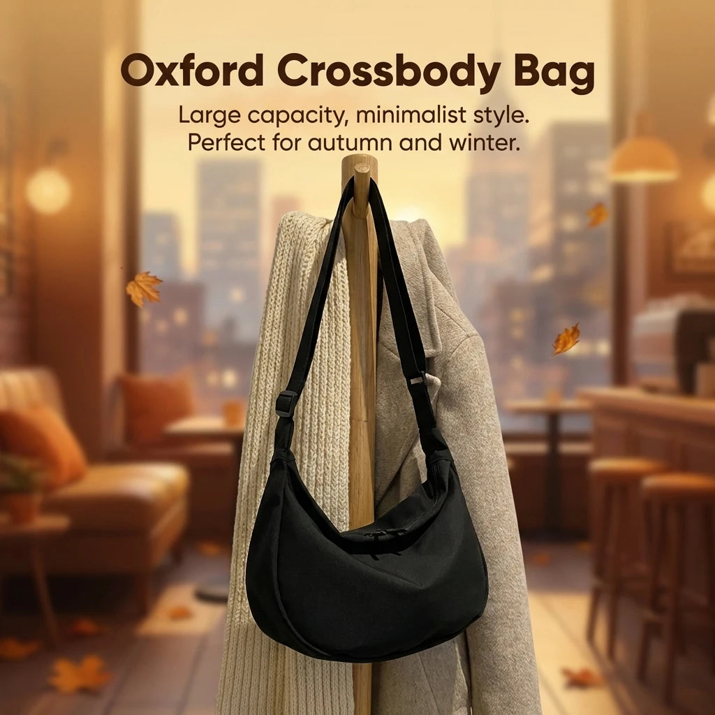 Women Oxford Cloth Crossbody Bag Large Capacity Adjustable Strap Simple Korean Style for Autumn Winter Fashion Peaceful Pleasures Health and Wellness