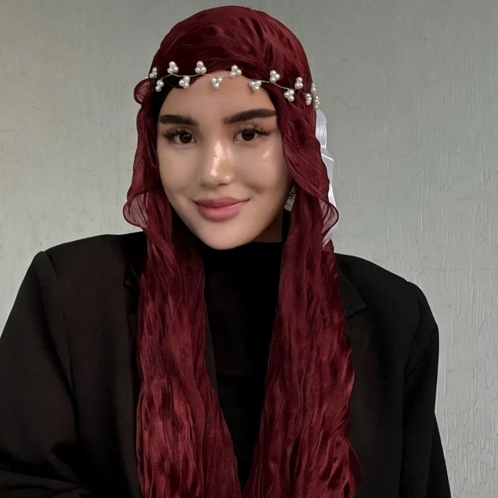 Solid Chiffon Scarf – Ruffled Shawl, Hijab & Wrap for Women