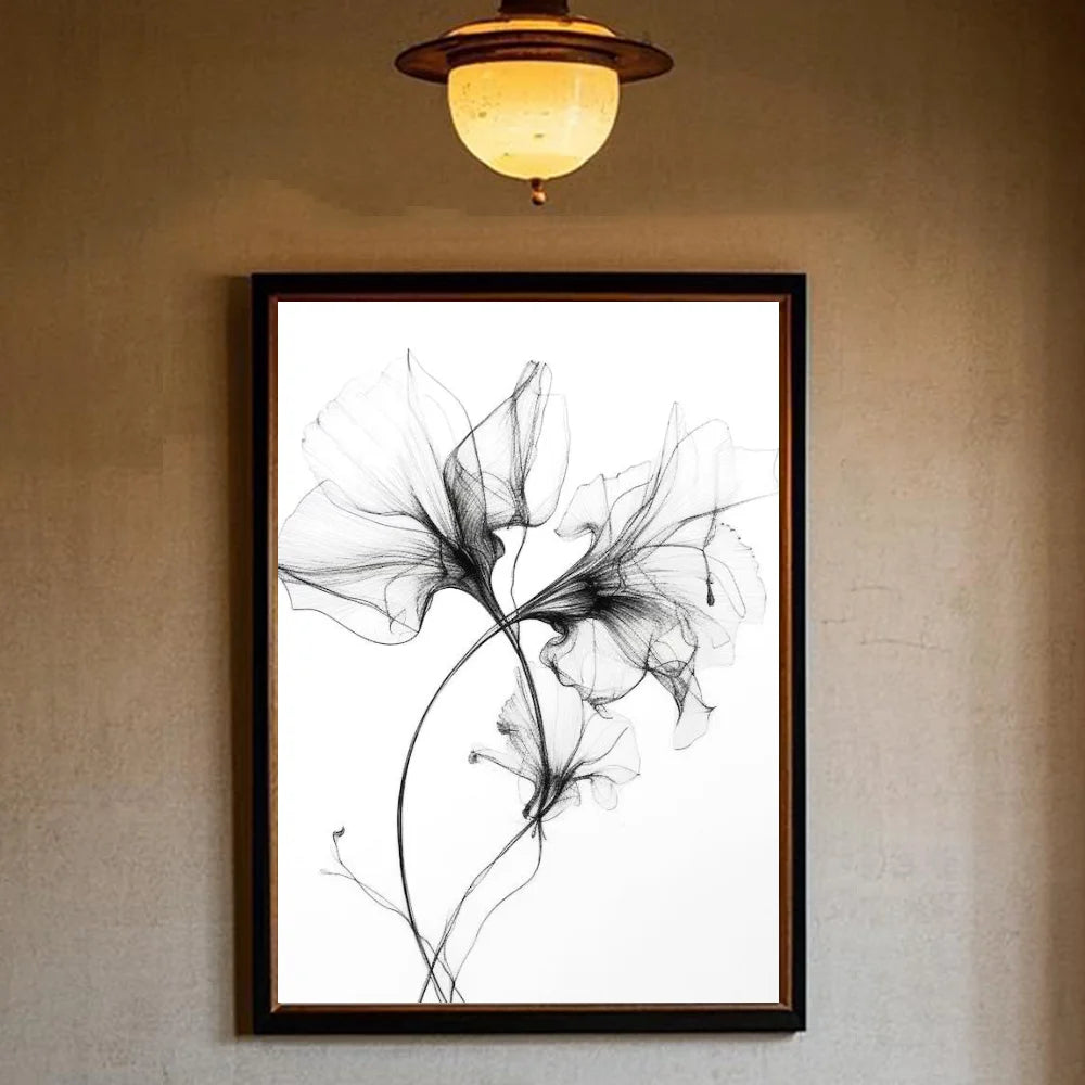 Black and white ink Flowers Poster HD art sticky wall waterproof home living room bedroom bar aesthetic decoration Peaceful Pleasures Health and Wellness z1 40X50cmNoframe