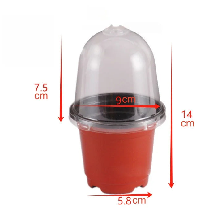 18Pcs(9 Pots+9 Lids) Plant Nursery Pots with Humidity Dome Soft Transparent Plastic Gardening Pot Planting Containers Planter Peaceful Pleasures Health and Wellness