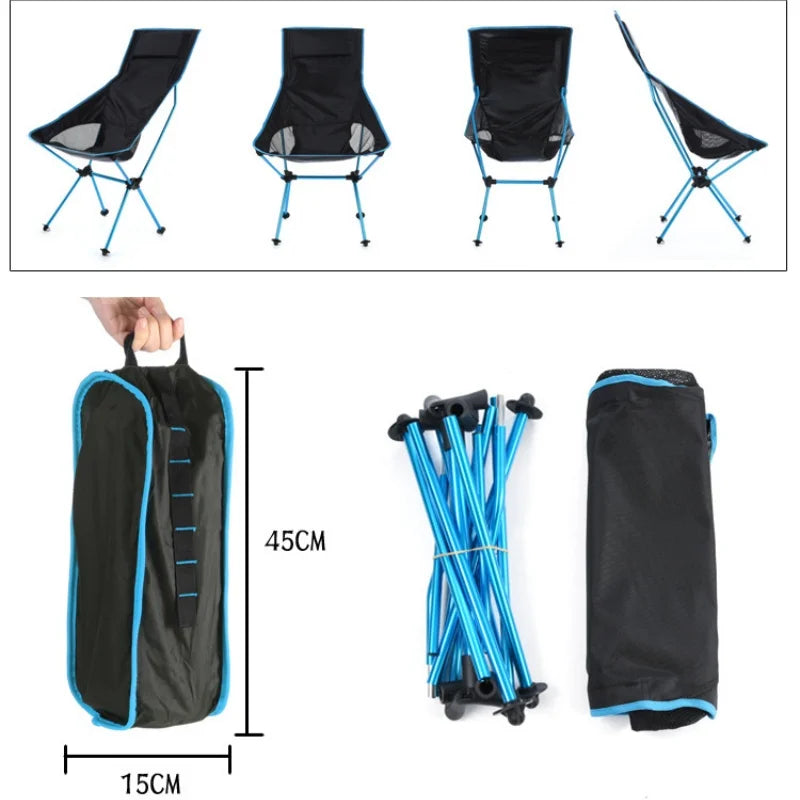 Outdoor folding chair - Compact and ultra-light portable leisure recliner for camping, beach, fishing. Aluminum alloy moon chair Peaceful Pleasures Health and Wellness