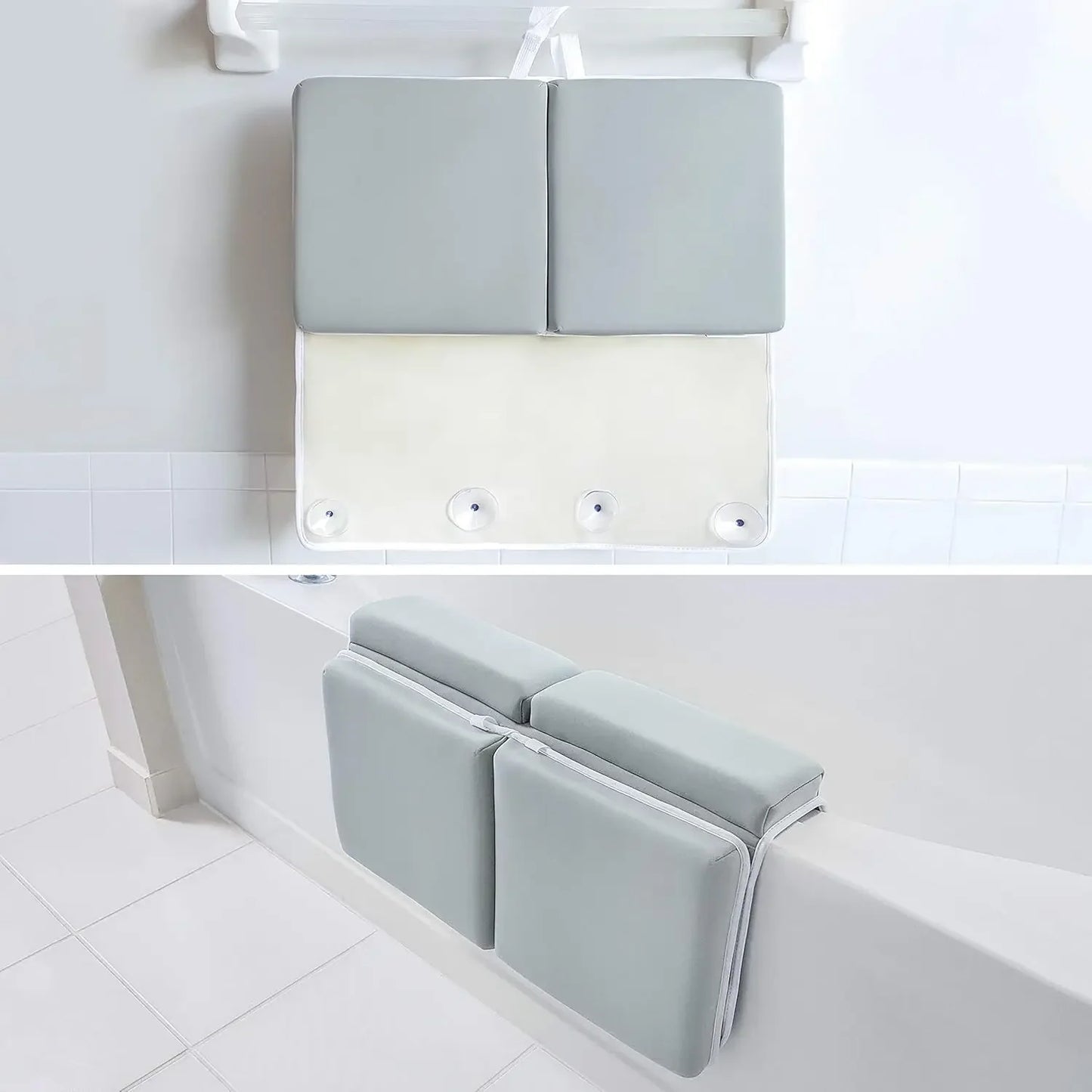 Extra Thick Baby Bath Kneeling Pad with Elbow Rest and Storage Pockets, Grey Peaceful Pleasures Health and Wellness