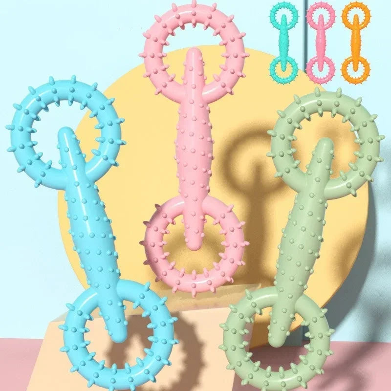 Interactive Dog Pull Ring Chew Toy | Durable Rubber Teeth Cleaner