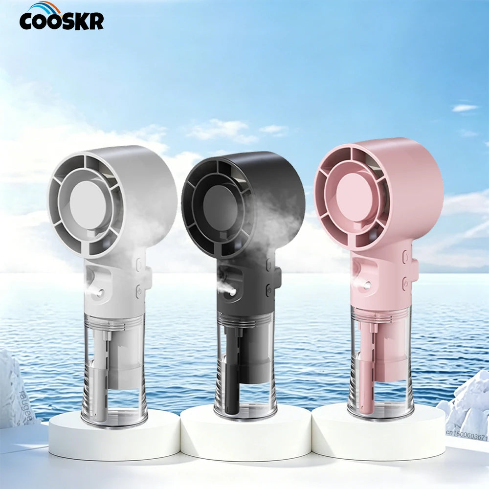 Portable Humidifier Mist Fan Rechargeable Mini Handheld Water Mist Fan Small Personal Air Cooling Fan for Outdoor Mini Spray Fan Peaceful Pleasures Health and Wellness