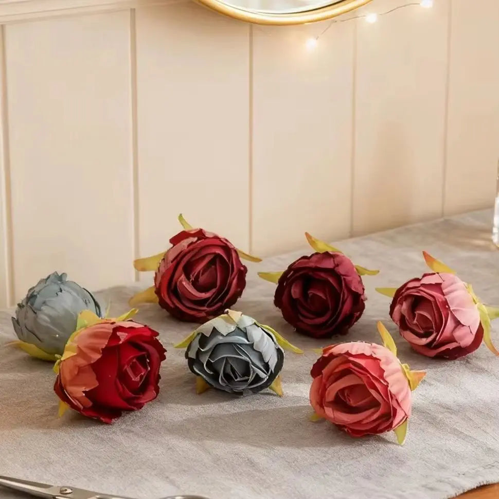 Bulk Silk Artificial Rose Heads 50/100pcs – Wedding & DIY Décor
