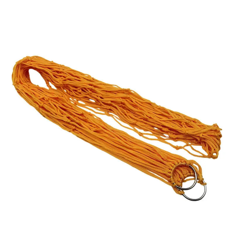 Outdoor Hammock Swing Camping Anti-rollover Nylon Rope Net Bag Tree Hanging Thickened Ultra-light Fishing Net Hammock Peaceful Pleasures Health and Wellness yellow