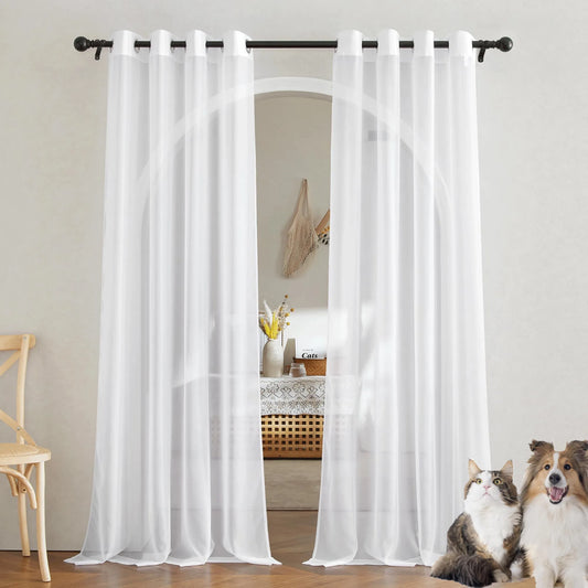 Sheer Curtains for Bedroom Windows Casual Solid White Yarn Tulle Curtain for Nursery/Living Room Kitchen Window Treatments Peaceful Pleasures Health and Wellness