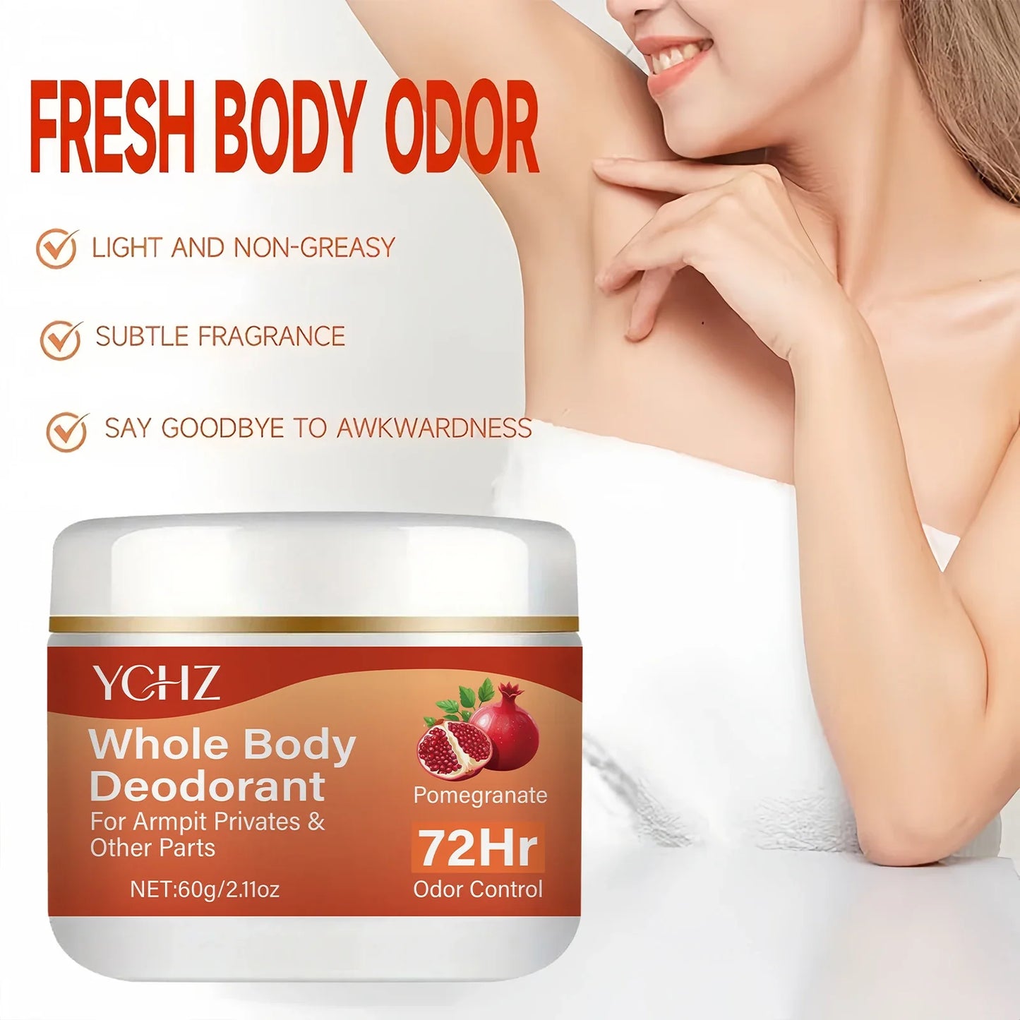 YCHZ Pomegranate Lemon Verbena Deodorant Cream | 72-Hr Fresh