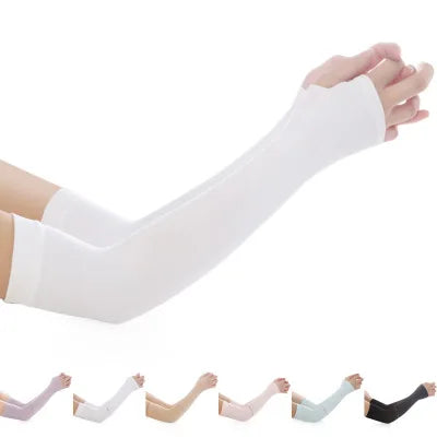 1 Pair Ice Silk Sun Protection Arm Covers Unisex Elbow Cover Outdoor Cycling Running Fishing Driving Cool Anti-UV Arm Sleeves Peaceful Pleasures Health and Wellness