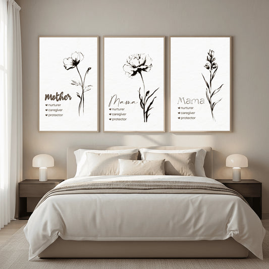 Black and White Flower Wall Art, Minimalist Canvas Painting, Poster Prints For Living Room Bedroom, Mother Day Gift Decor Peaceful Pleasures Health and Wellness