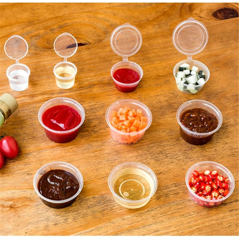 50-Pack BPA-Free Plastic Sauce Cups with Lids | 30ml 50ml 100ml