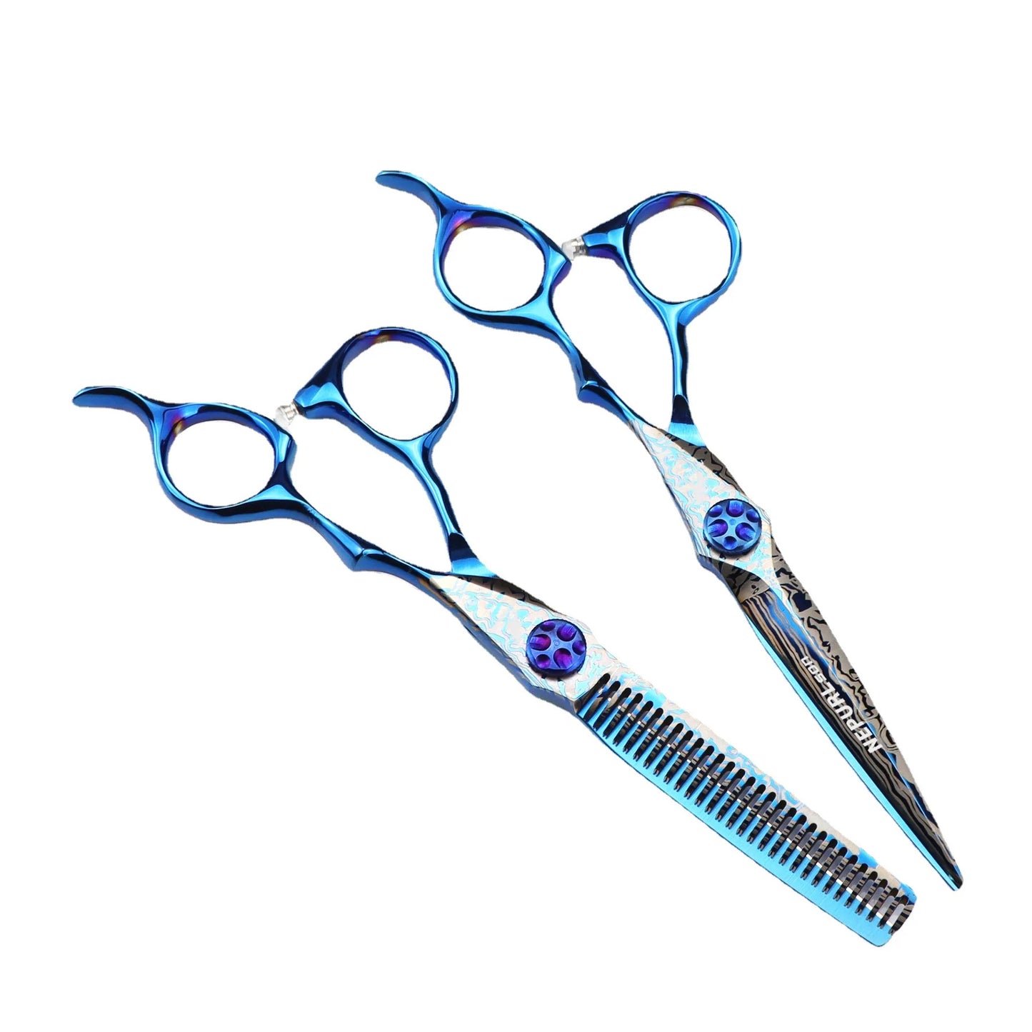 Professional 6 Inch Japan 440 Steel Hair Scissors Barber Salon Haircut Thinning Shears Peaceful Pleasures Health and Wellness 7.0 2 pcs set