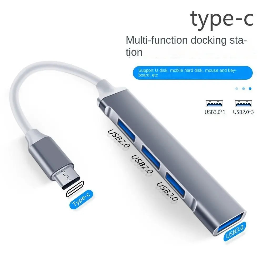 4 Port USB 3.0 Hub Multiport High Speed Type C Splitter OTG Stable USB&Type-c Adapter for PC Computer Accessories PC Peaceful Pleasures Health and Wellness