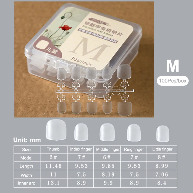100 PCS Kids Fake Nail Tips False Nails Press On Nails Coffin Artificial Nails Clear Fake Nail Tips For Extension Manicure Tool Peaceful Pleasures Health and Wellness A2