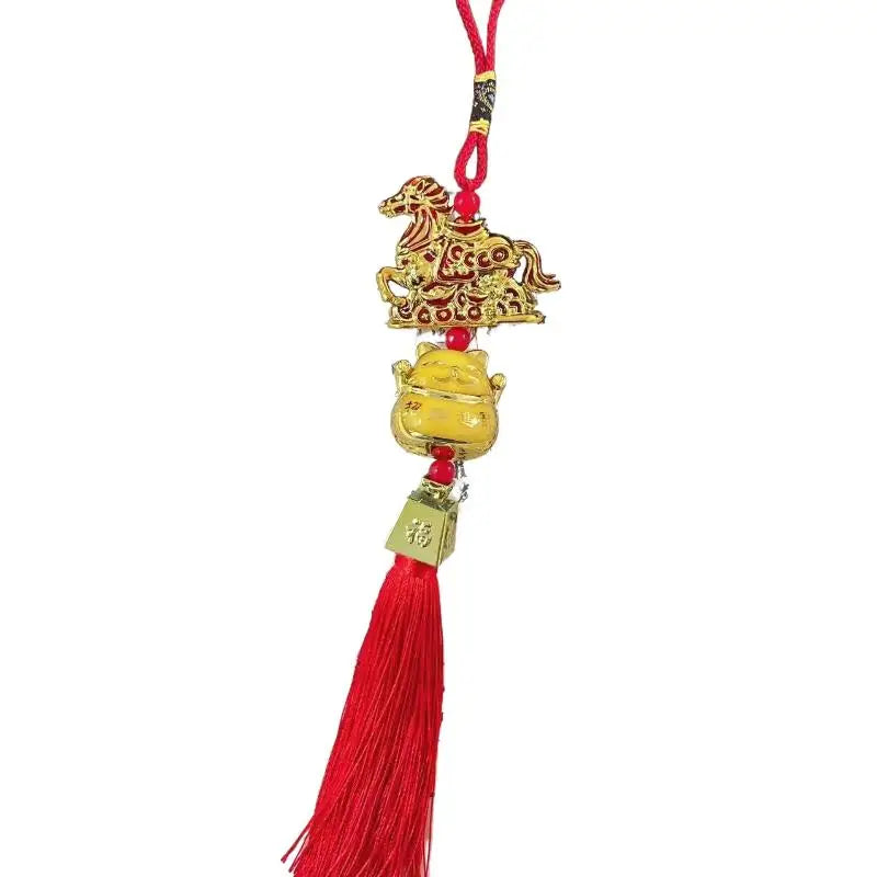 2026 Year of the Horse Lucky Red Gold Pendant | Chinese New Year