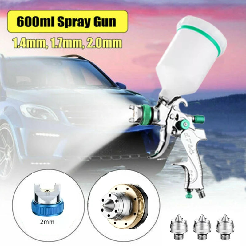 Adjustable Flow Control HVLP Spray Gun Metal Atomizing for Car Painting Automotive Airbrush Tool Peaceful Pleasures Health and Wellness
