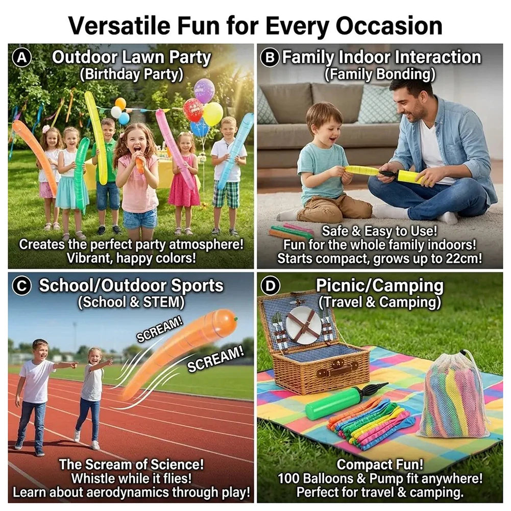 Rocket-Balloons,Long Strip Balloons That Can Ascend Into The Sky,Long Flying Balloons For Party,Birthday Party Celebrations Peaceful Pleasures Health and Wellness