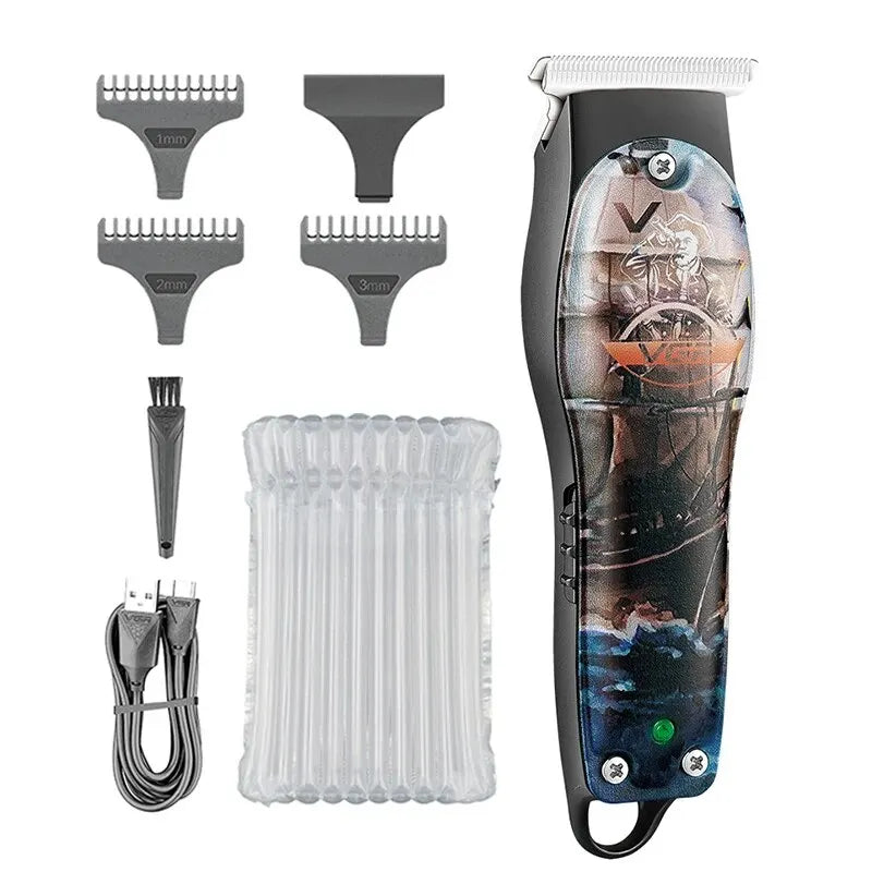 VGR V-953 Low Noise Beard Trimmer and Hair trimmer Professional Hair trimmer Charging wireless Personality Graffiti trimmer Peaceful Pleasures Health and Wellness doodle v-953