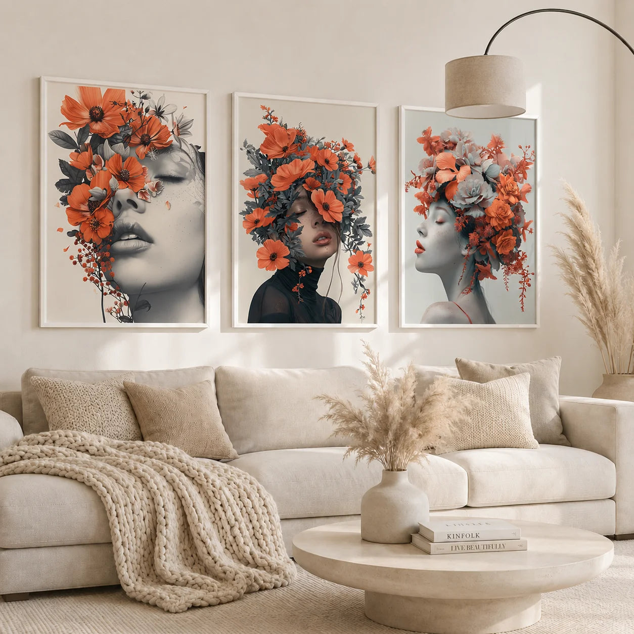 Nordic Canvas Wall Art – Woman & Flowers Vintage Poster Print Canvas Wall Art Peaceful Pleasures Health and Wellness