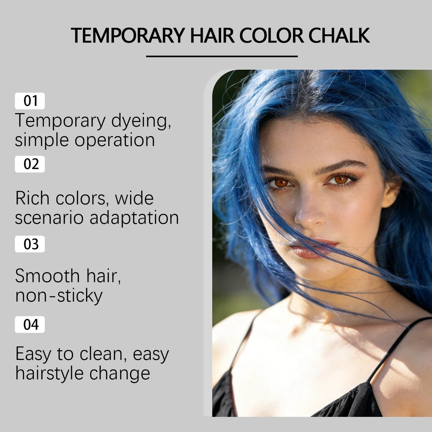 Temporary Hair Color Chalk Wax Stick – 5 Shades, Easy Wash