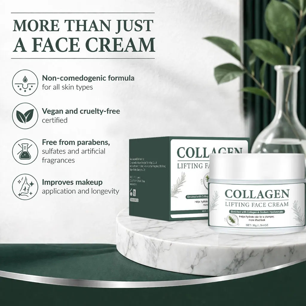 Collagen Face Gel-Cream with Peptides, Marula Oil, and Hyaluronic Acid,Hydrates & Firms Skin, Deep moisturizing Korean Skincare Peaceful Pleasures Health and Wellness