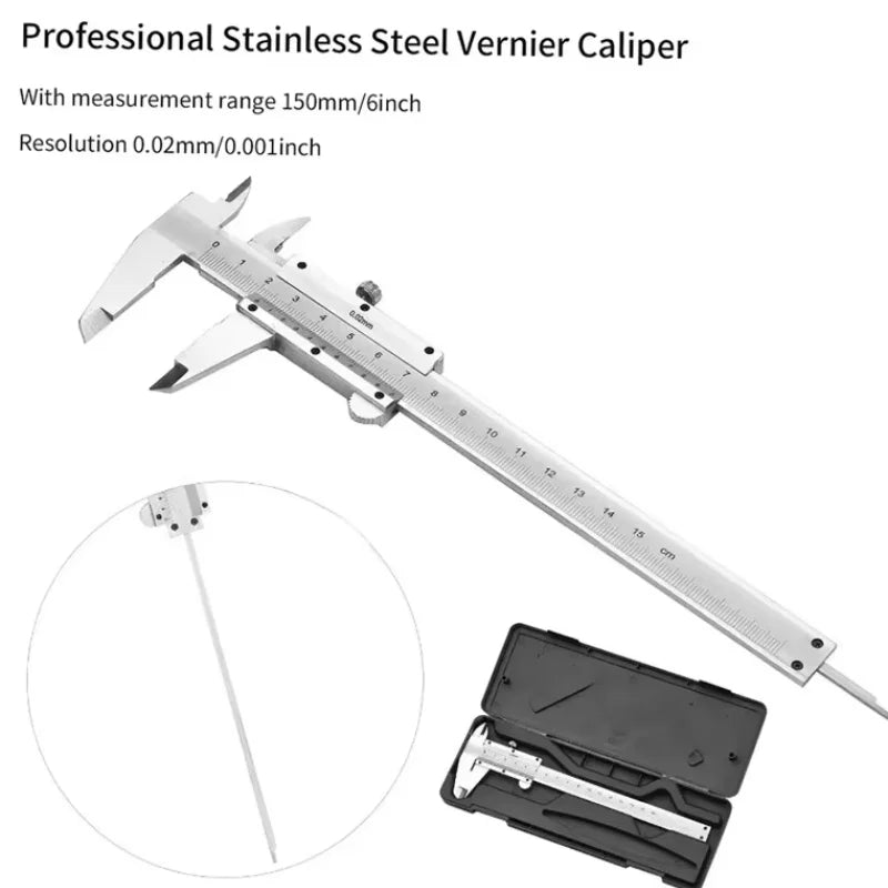 Stainless Steel Vernier Caliper 0-150mm Locking Screw Vernier Caliper Stainless Steel Peaceful Pleasures Health and Wellness