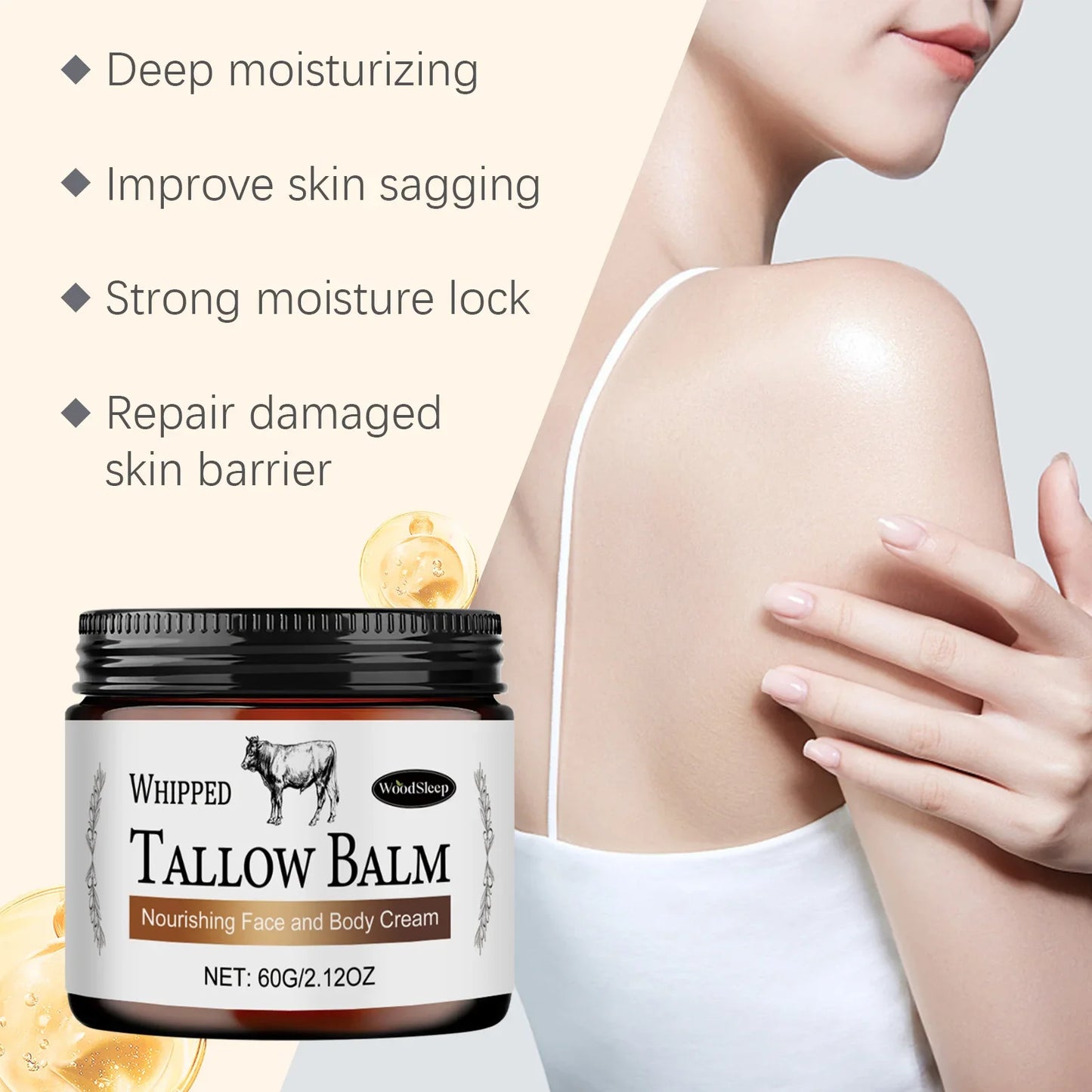 WOODSLEEP Beef Tallow Body Moisturizer Cream 60g