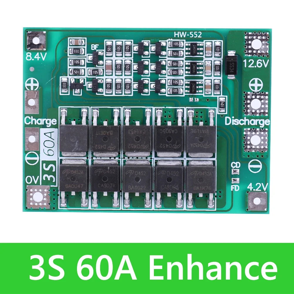 3S 4S 20A 40A 60A Li-ion Lithium Battery Charger Protection Board 18650 BMS Drill Motor 11.1V 12.6V/14.8V 16.8V Enhance/Balance Peaceful Pleasures Health and Wellness 3S 60A Enhance
