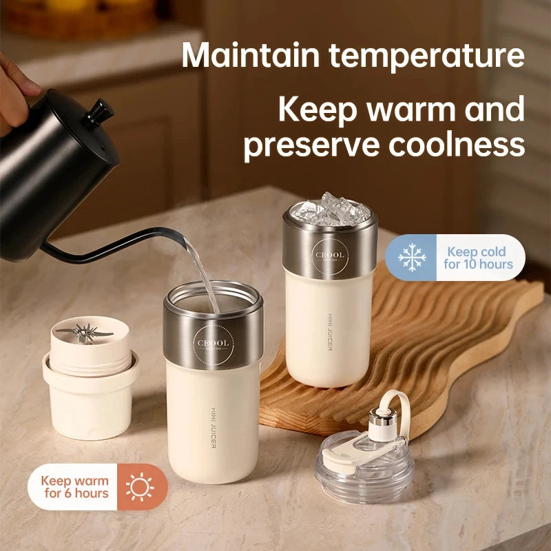 HOMEFISH Portable USB Juicer 350ml Stainless Steel Blender