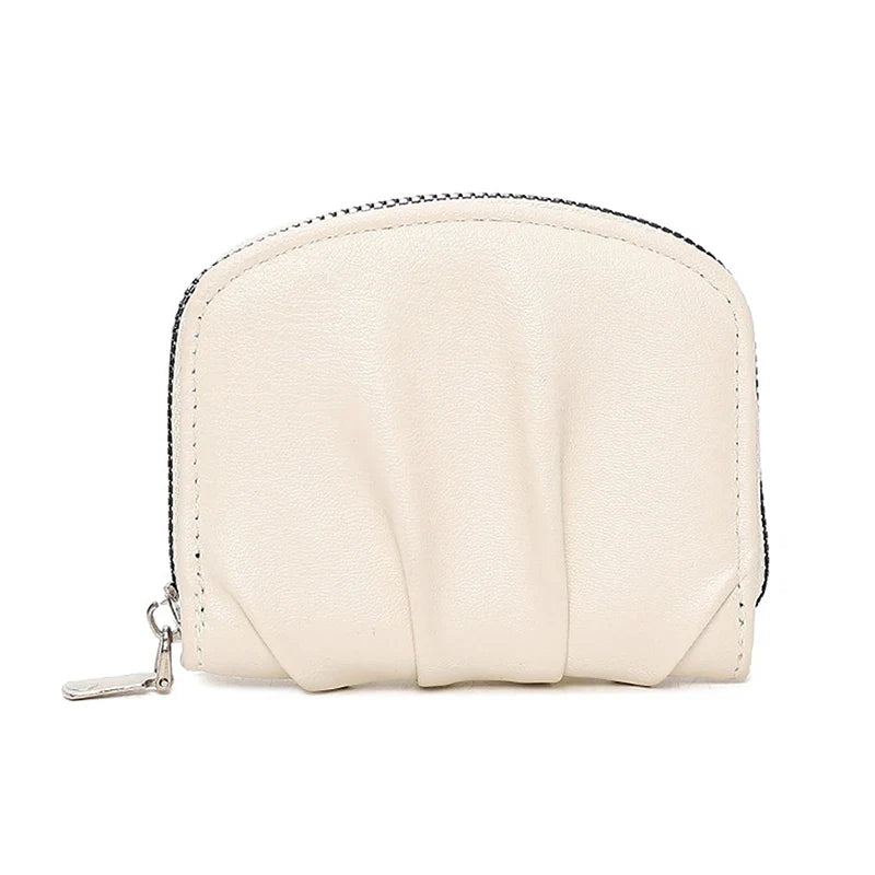 Mini Ruched Coin Purse – Compact PU Zipper Wallet
