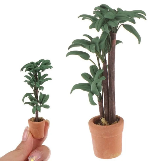 1:12 Dollhouse Miniature Potted Plant | Green Leaf Garden Decor Dollhouse Miniature Peaceful Pleasures Health and Wellness