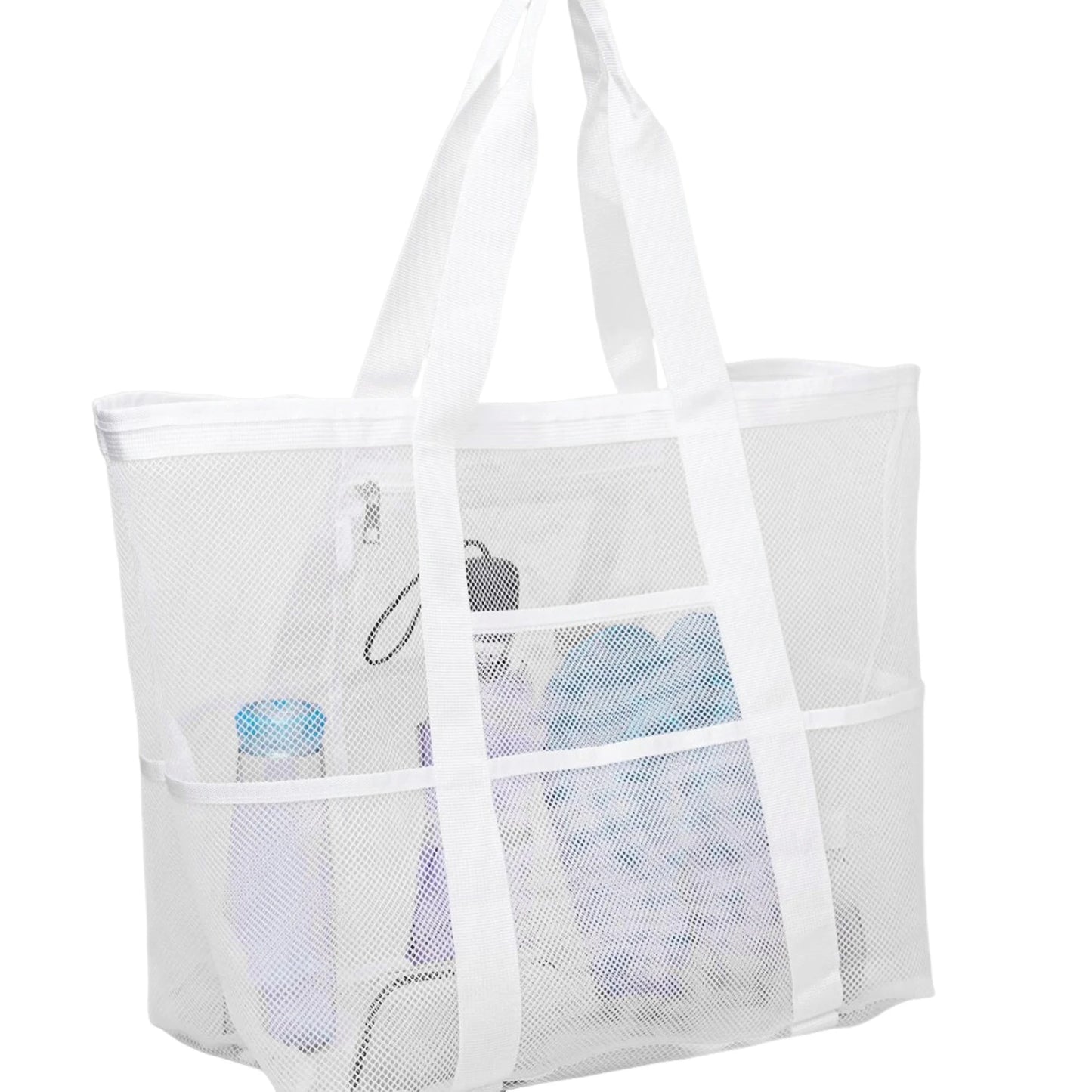 Mesh Beach Bags Beach Tote Bag With Multi Pockets Large Capacity Travel Tote Handbag Swim Pool Bag Multifunctional Storage Bag Peaceful Pleasures Health and Wellness Dabai