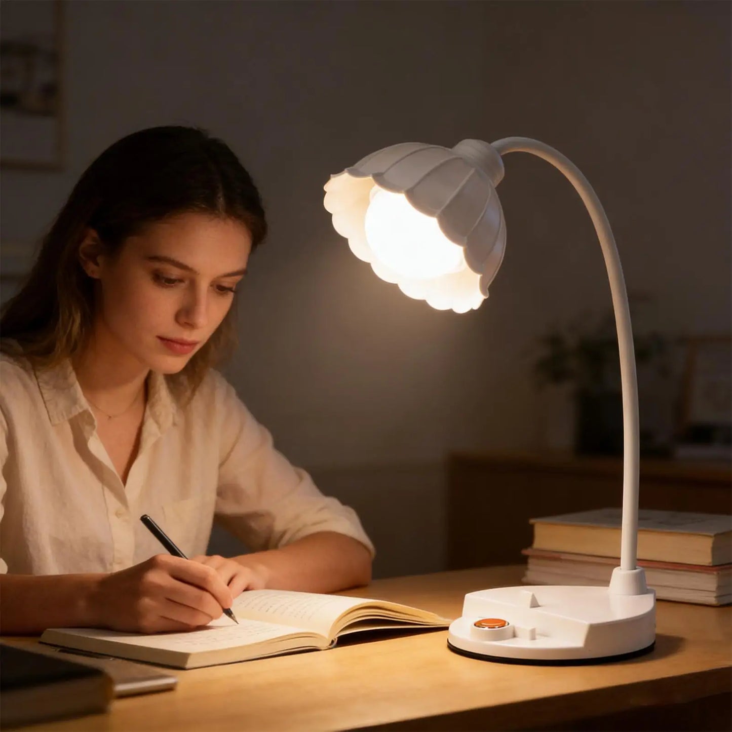 Cute Flower Desk Lamp – Rechargeable Dimmable LED Table Lamp