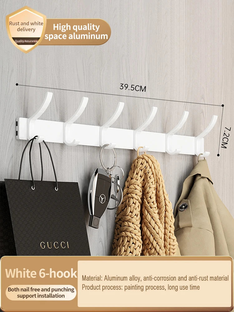 YUNJIEYA 6-Hook Aluminum Wall Hook | Robe & Door Hanger