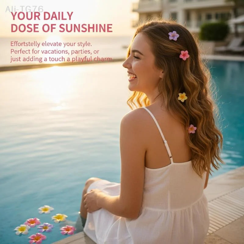 10-Pack Hawaii Mini Flower Hair Clips & Hairpins | Multicolor