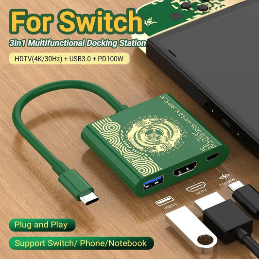 USB-C 4K Docking Station for Switch, Steam Deck & Laptop USB-C Docking Station Peaceful Pleasures Health and Wellness
