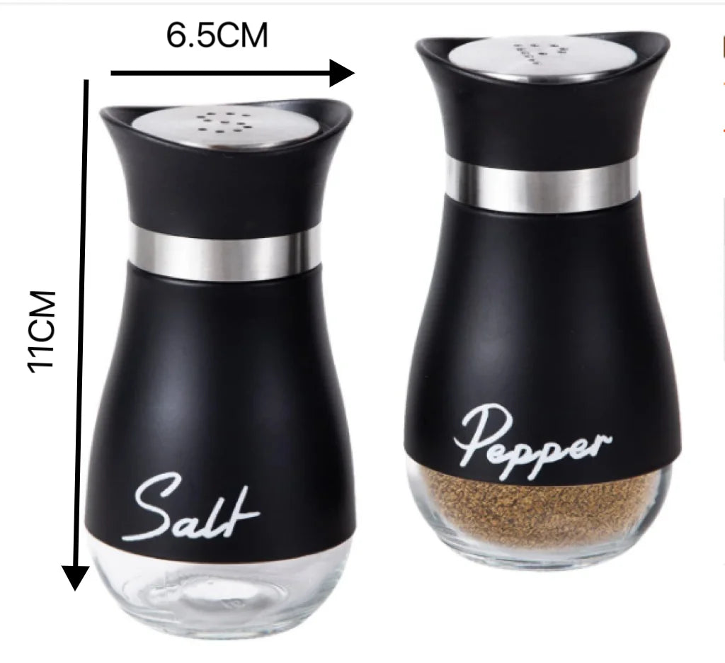2 practical reusable seasoning containers salt and pepper bottle set sealed and moisture-proof for home and commercial kitchens Peaceful Pleasures Health and Wellness Black