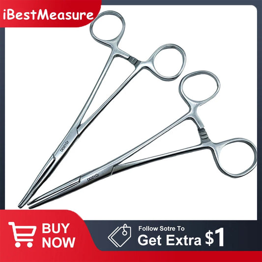1pc Stainless Steel Hemostatic Forceps Surgical Forceps Tool Hemostat Locking Clamps Forceps Fishing Pliers Curved/Straight Tip Peaceful Pleasures Health and Wellness