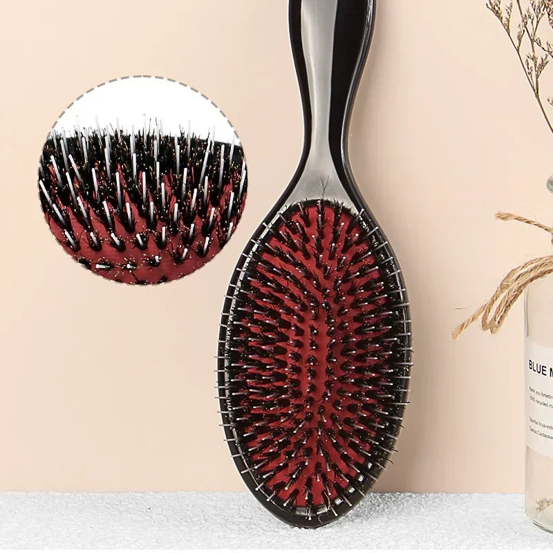 1PC Oval Boar Bristle & Nylon Hair Comb Mini Anti-static Hair Scalp Massage Comb Hairbrush Salon Hair Care Brush Styling Tool Peaceful Pleasures Health and Wellness