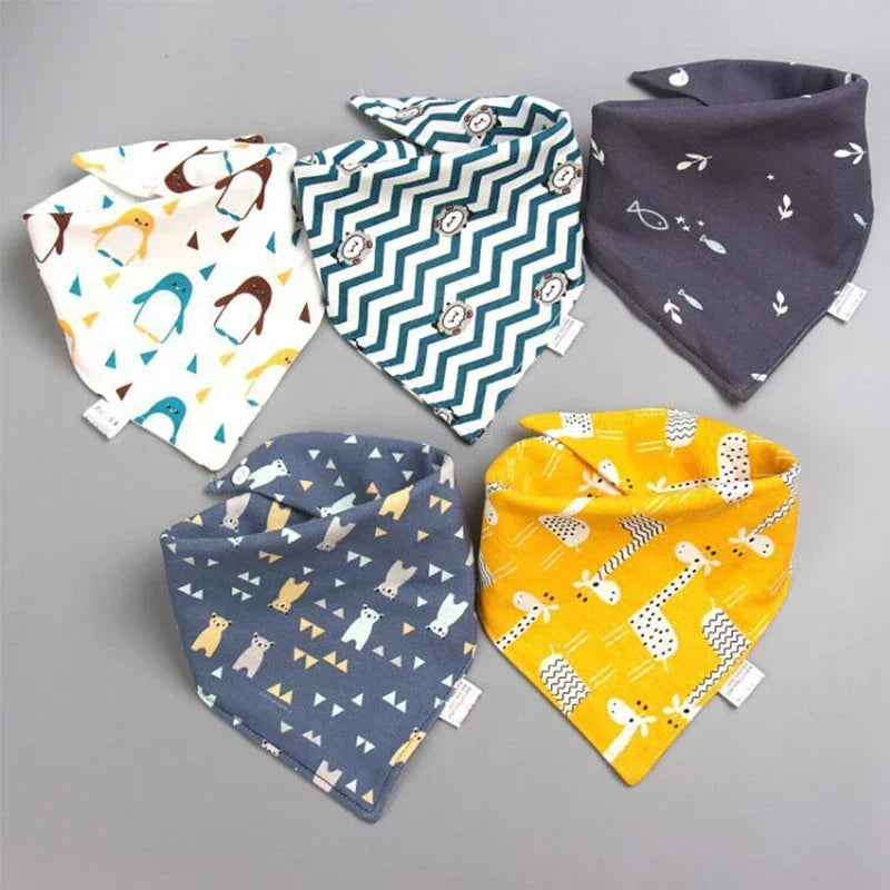 5pcs Pure Cotton Waterproof Bibs Baby Saliva Towel Triangle Scarf Newborn Boys Girls Absorbent Cloth Bib Saliva Scarf Peaceful Pleasures Health and Wellness