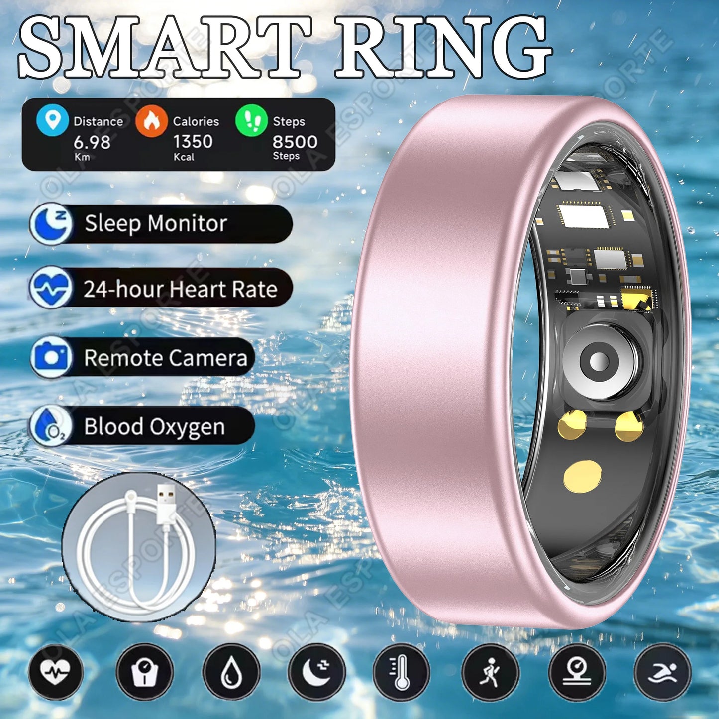 Smart Ring Blood Pressure Heart Rate Sleep Monitoring Smartring IP68 & 5ATM Waterproof Multi-sport Mode Smartring Man Women 2026 Peaceful Pleasures Health and Wellness