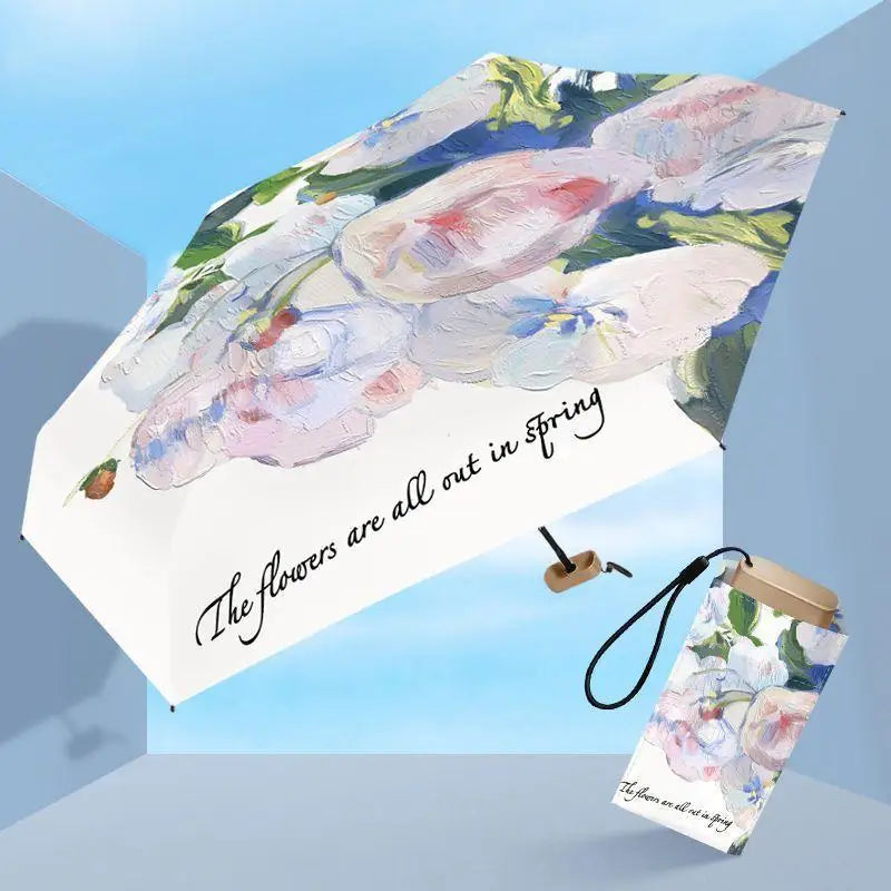 Women's Compact Sun Umbrella with UV Protection, Stylish Five-Fold Outdoor Parasol Single Piece Peaceful Pleasures Health and Wellness