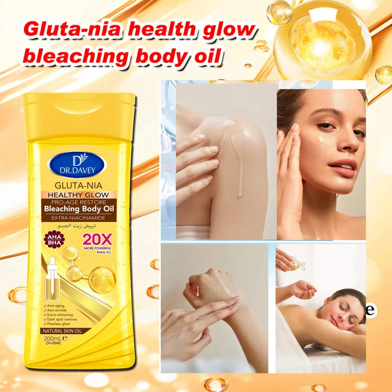 2PCS GLUTA NIA Body Oil + Niacinamide Body Lotion Skincare Set for Home Wear, Suitable for All Seasons to Moisturize the Skin Peaceful Pleasures Health and Wellness