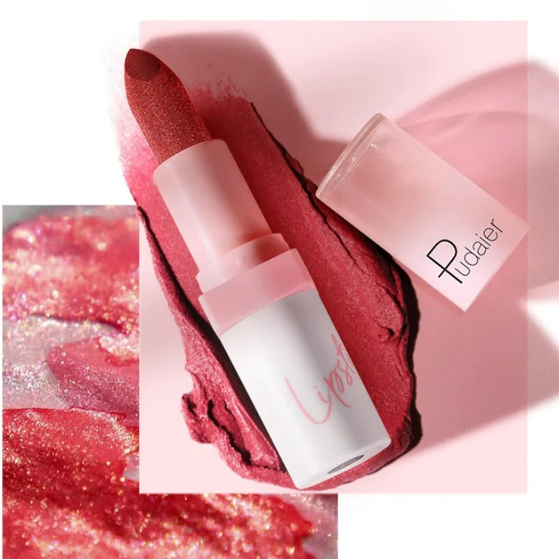 Pearl Diamond Metallic Lipstick – 10 Colors, Waterproof & Moisturising