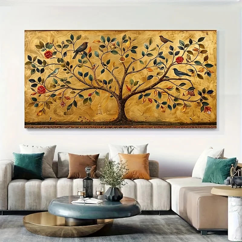 Tree of Life Canvas Wall Art – Vibrant Foliage & Birds Decor Canvas Wall Art Peaceful Pleasures Health and Wellness
