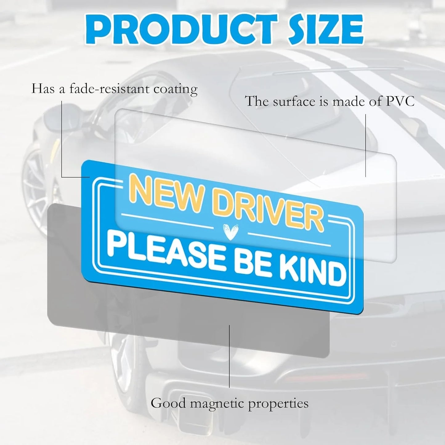 4-Pack Reflective Student Driver Car Magnet Stickers | New Driver