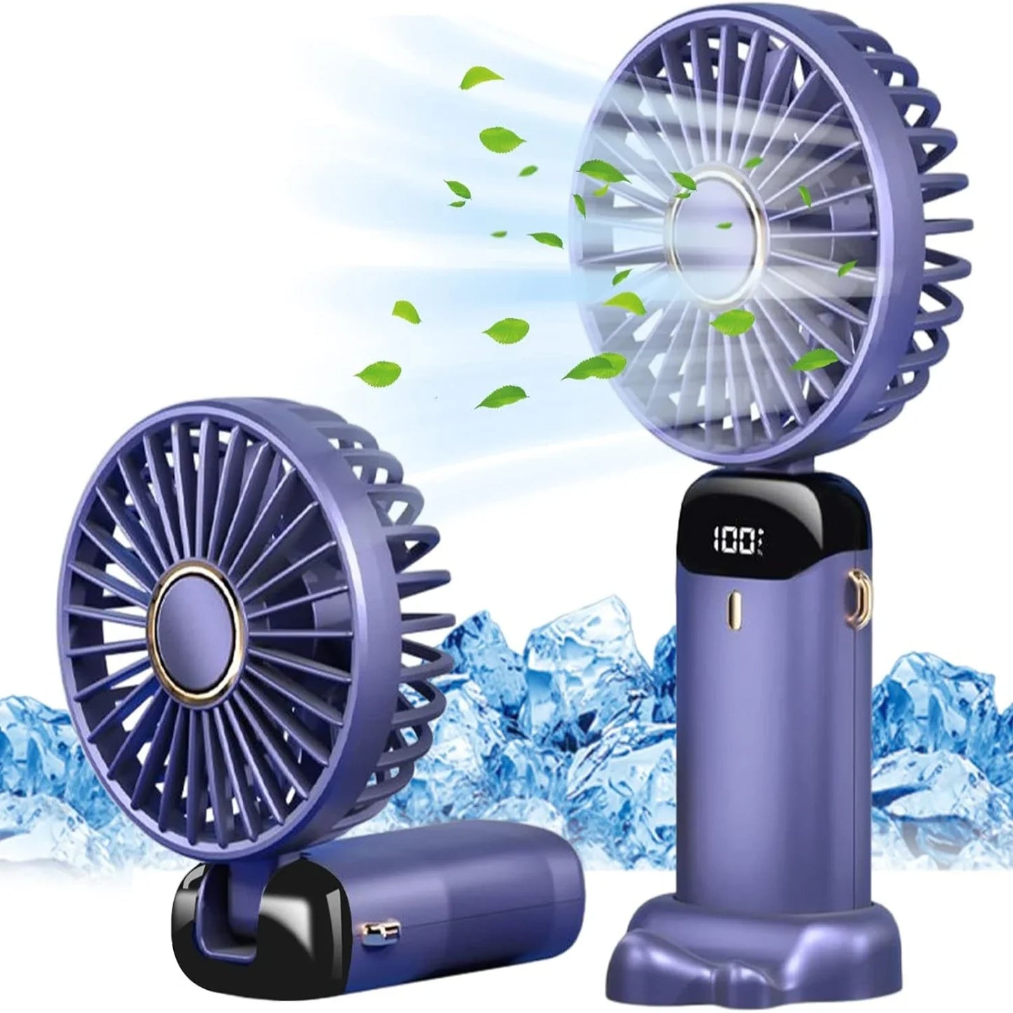 N15 Foldable USB Rechargeable Mini Fan with LED Display & Base
